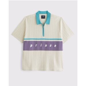 Abercrombie & Fitch Prince Cream Polo with Teal Collar
